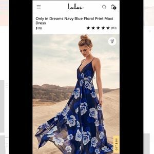 Lulus - Only in Dreams Navy Blue Floral Print Maxi Dress